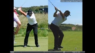 Jon Rahm golf swing  Long Iron faceon amp downtheline July 2017 [upl. by Alwitt]