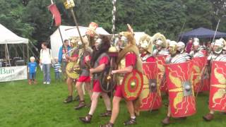 Roman Reenactment at the Amphitheatre in Caerleon Marching In [upl. by Allenrad]