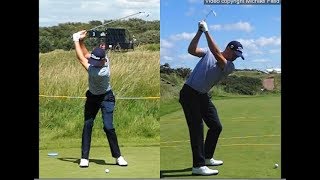 Justin Thomas golf swing  Long Iron faceon amp downtheline July 2017 [upl. by Faxan]