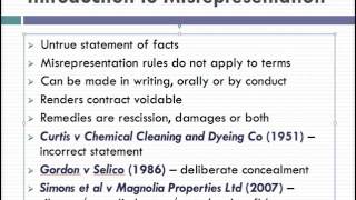 Misrepresentation Lecture 1 of 4 [upl. by Erhart118]